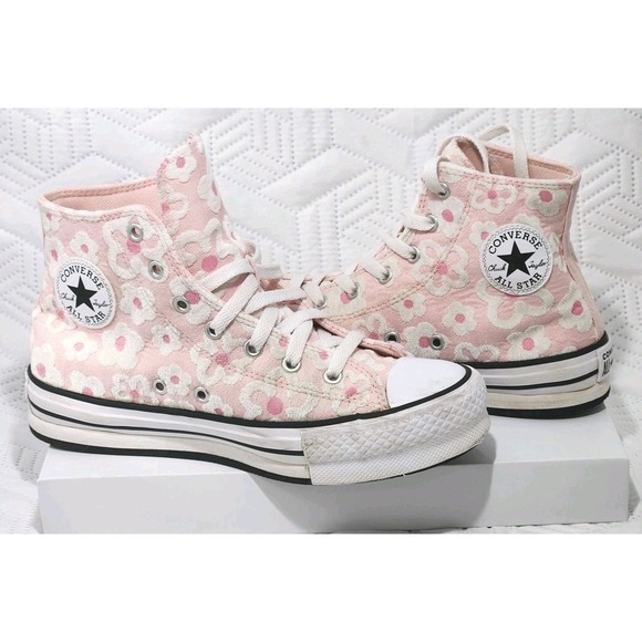 Converse Other - Converse Chuck Taylor Shoes Kids Girl Pink Floral High Top Sneakers Size 4.5 US